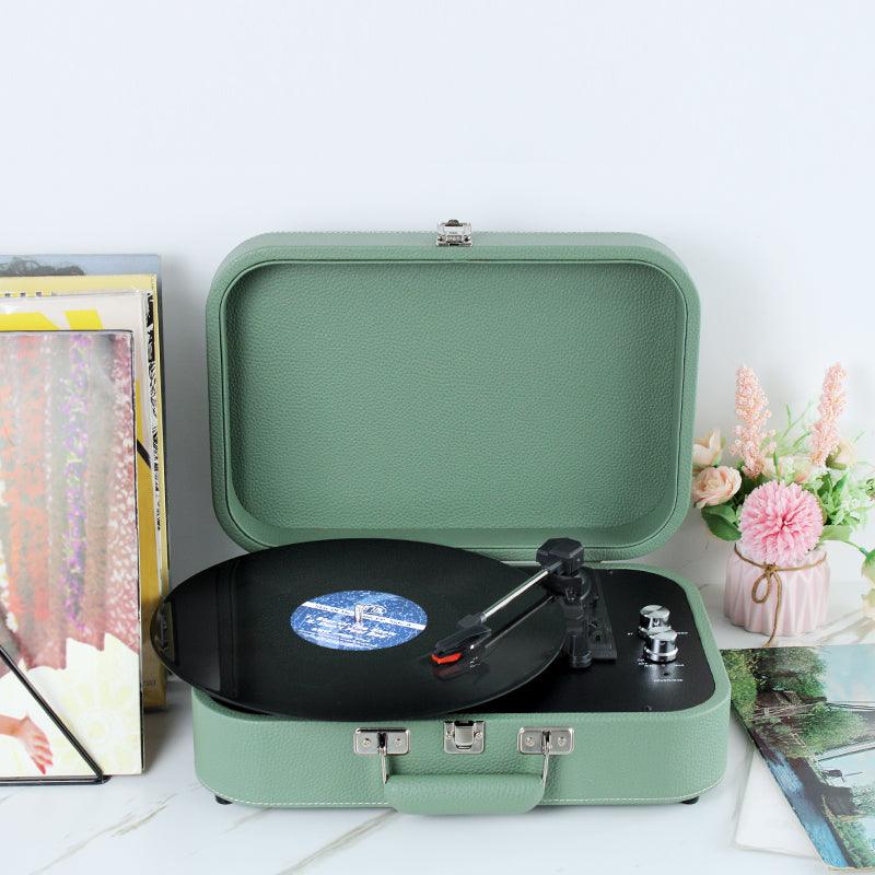 Vinyl PU Leather Record Player Bluetooth Vintage 3-Speed Portable Suitcase Turntables with Built-in Speakers - starcopia design store
