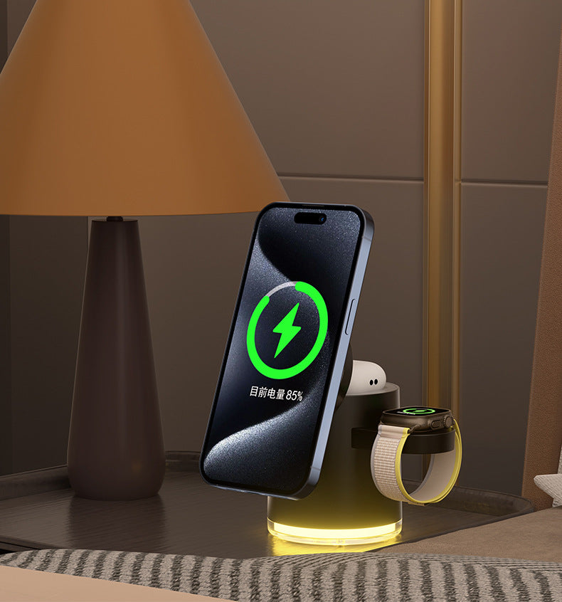 Qi2 3 in 1 Charging Station, Qi2 Certified 15W Magnetic Wireless Charger Stand, Foldable Charger for Apple iPhone 12-16, iWatches, AirPods - starcopia design store