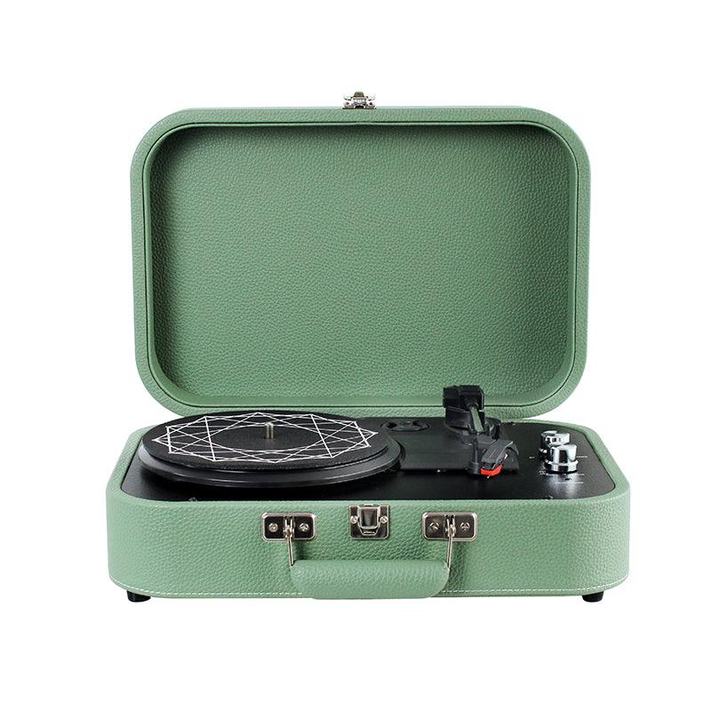 Vinyl PU Leather Record Player Bluetooth Vintage 3-Speed Portable Suitcase Turntables with Built-in Speakers - starcopia design store