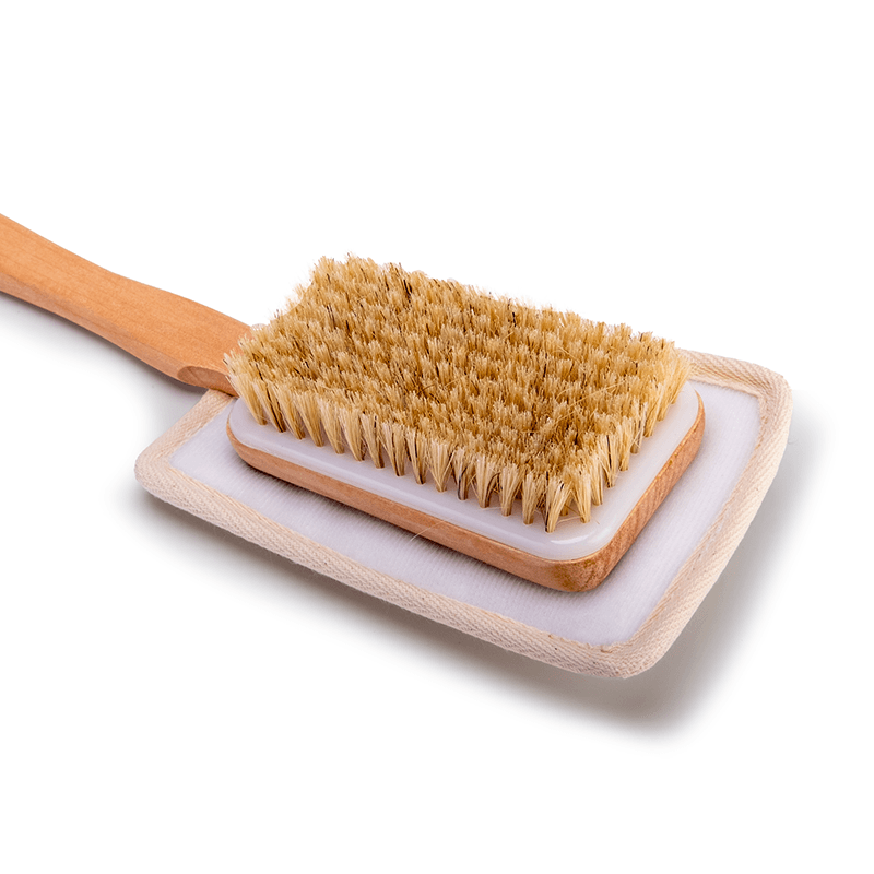 Fabufabu 3pcs/Set - Replaceable 1 Long Wooden Handle natural loofah bristle shower brush with 2 Exfoliating Body Pad - starcopia design store