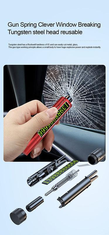 Car Safety Hammer Seat Belt Cutter Phone Number Plate Fashionable 3-in-1 Design Best Gift Option Emergency Escape Tool - starcopia design store