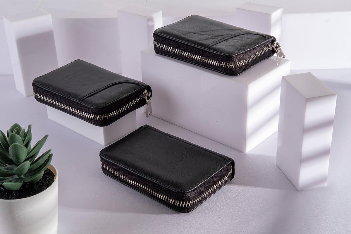 Fabufabu RFID Zip cowhide Card Holder Wallet - starcopia design store