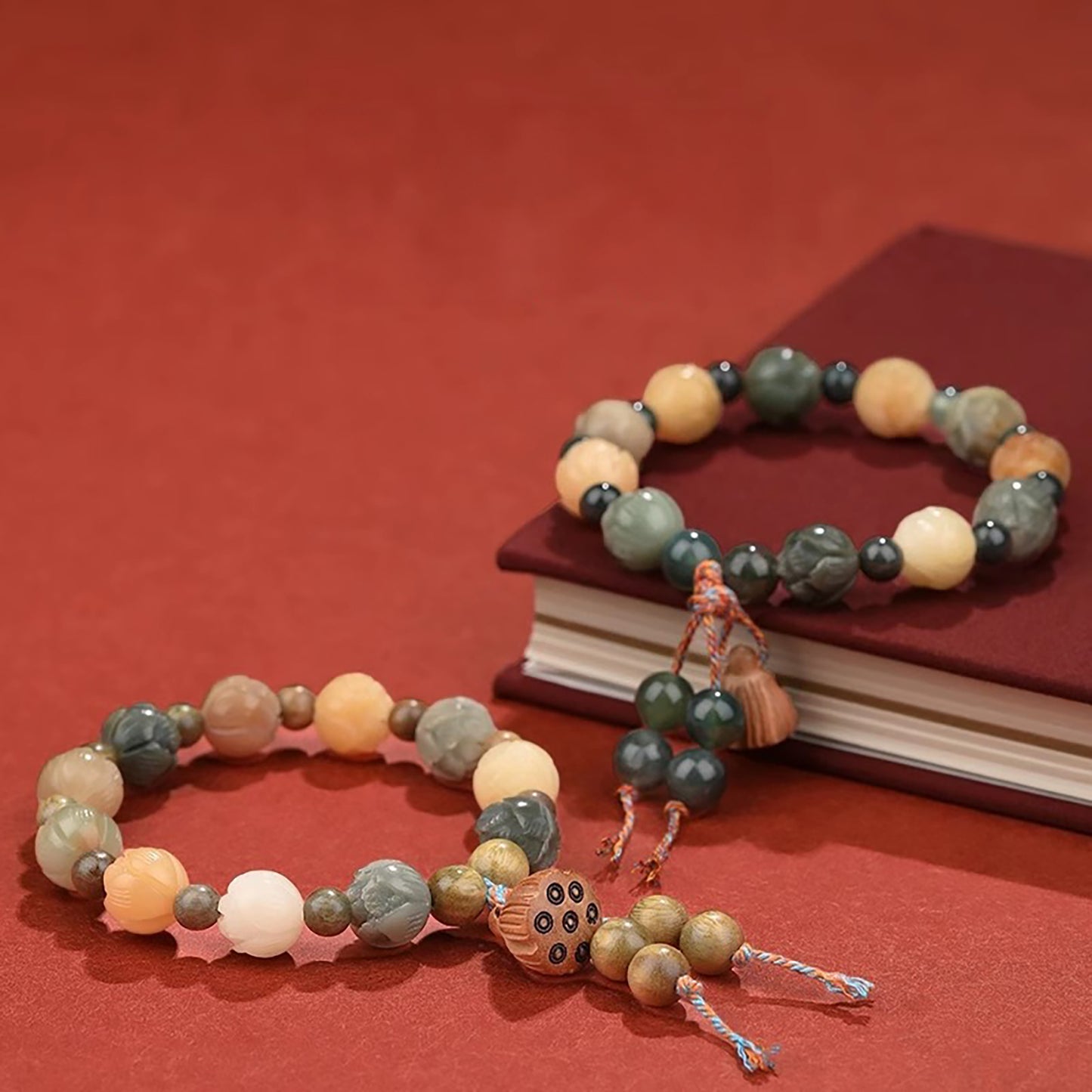 Fabufabu Handmade Water Grass Agate Lotus Style Bodhi Bracelet - starcopia design store