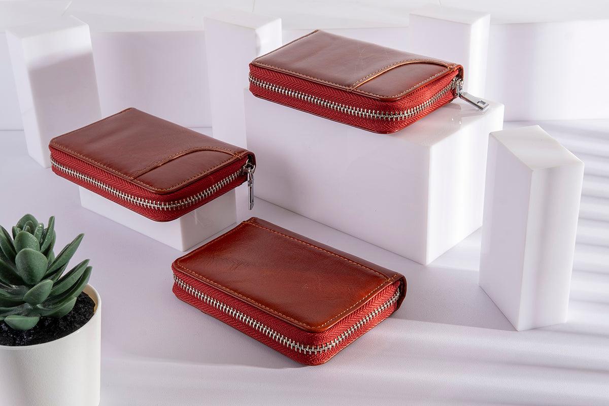 Fabufabu RFID Zip cowhide Card Holder Wallet - starcopia design store