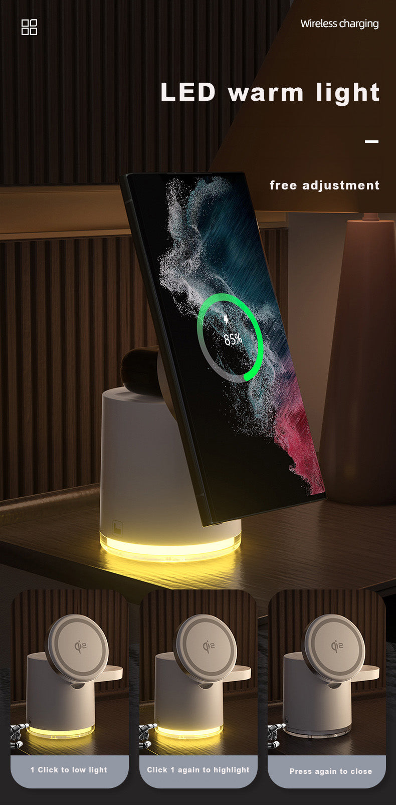 Qi2 3 in 1 Charging Station, Qi2 Certified 15W Magnetic Wireless Charger Stand, Foldable Charger for Apple iPhone 12-16, iWatches, AirPods - starcopia design store