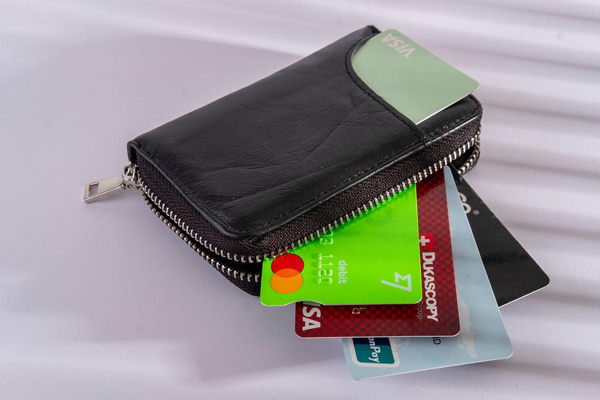 Fabufabu RFID Zip cowhide Card Holder Wallet - starcopia design store