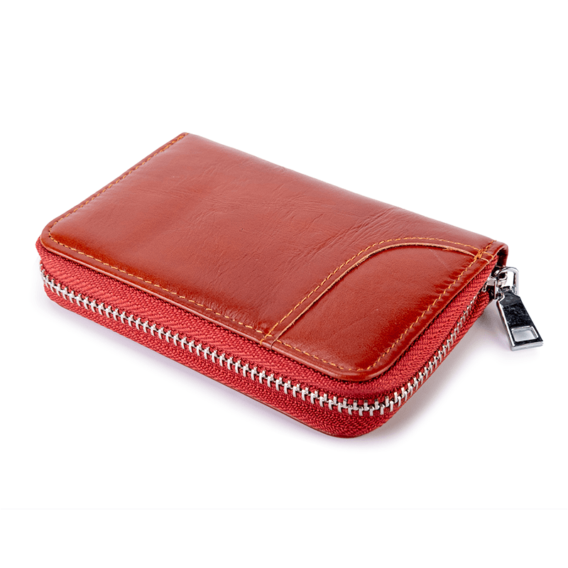 Fabufabu RFID Zip cowhide Card Holder Wallet - starcopia design store