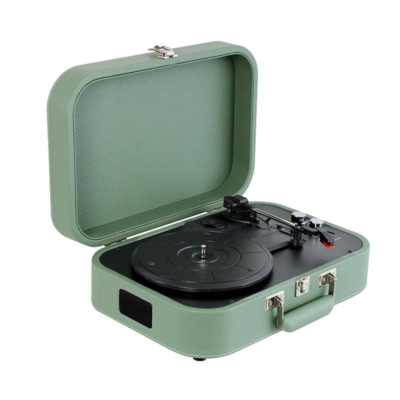 Vinyl PU Leather Record Player Bluetooth Vintage 3-Speed Portable Suitcase Turntables with Built-in Speakers - starcopia design store