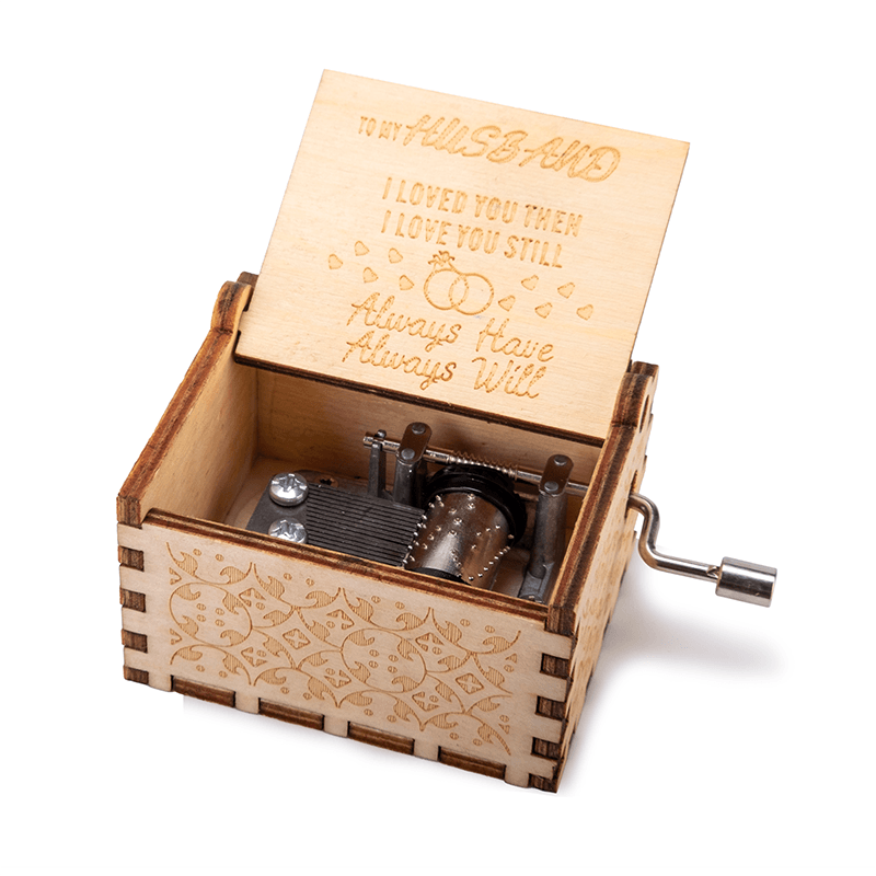 Fabufabu Music Box Engraved Vintage Hand Cranked Wooden Music Box - starcopia design store