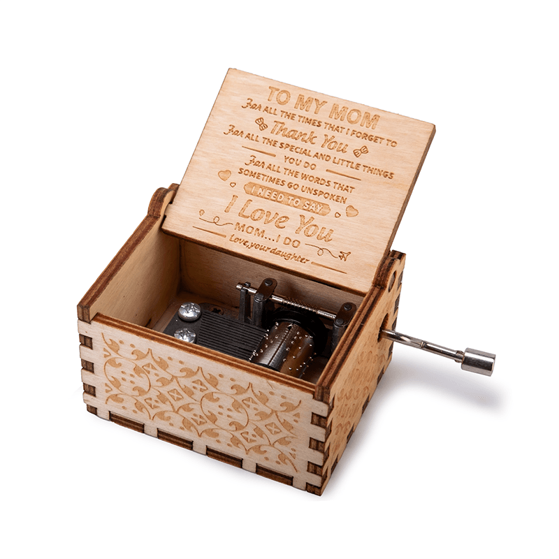 Fabufabu Music Box Engraved Vintage Hand Cranked Wooden Music Box - starcopia design store