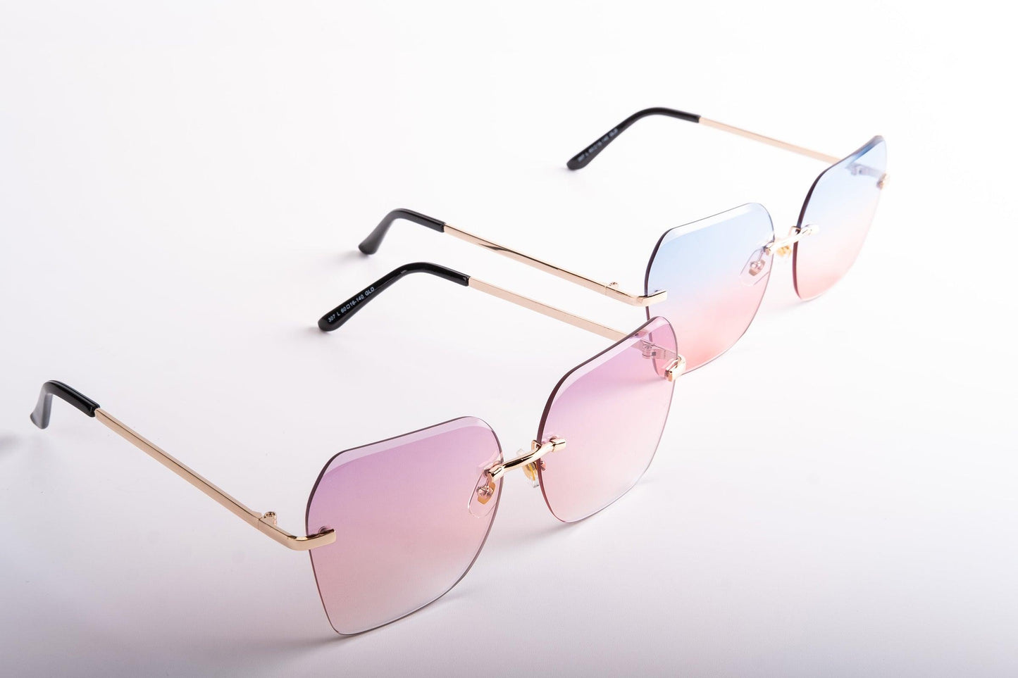 Trendy two tone rimless sunglasses - starcopia design store