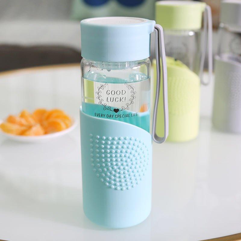 350ml Glass Water Bottle with Silicone Sleeve - starcopia design store
