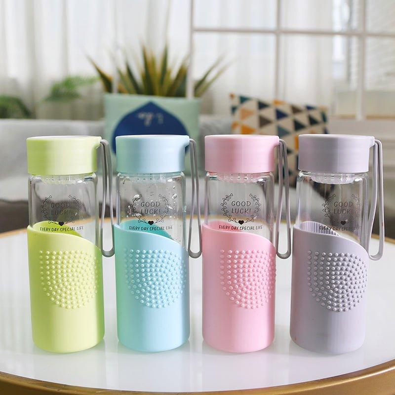 350ml Glass Water Bottle with Silicone Sleeve - starcopia design store
