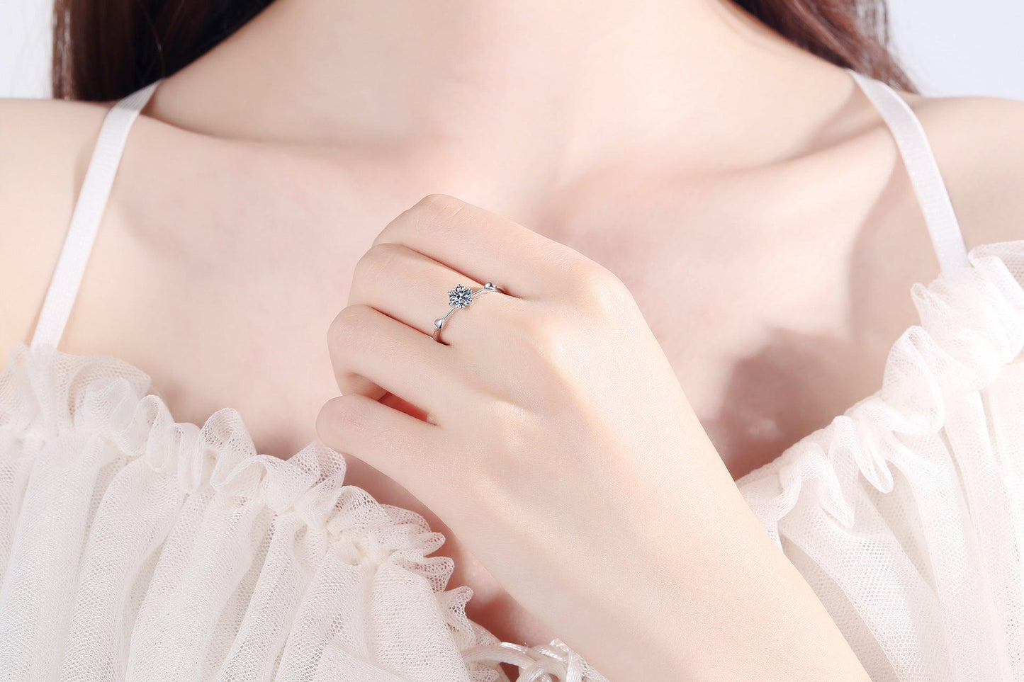 Heart Connected Moissanite Diamond Ring - starcopia design store