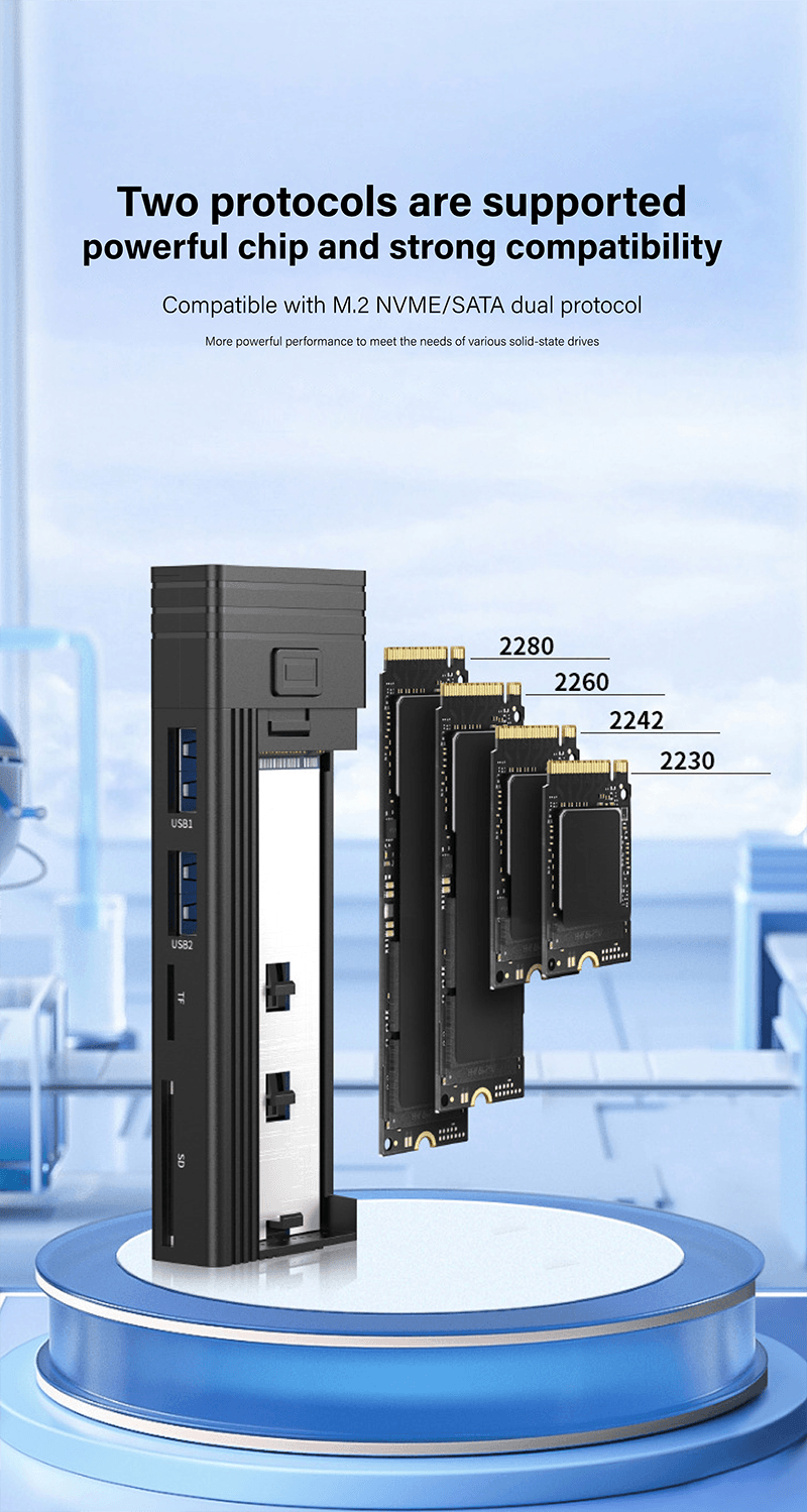 Fabufabu 4-in-1 USB 3.2 M.2 NVME and SATA dual-protocol ssd Hub - starcopia design store