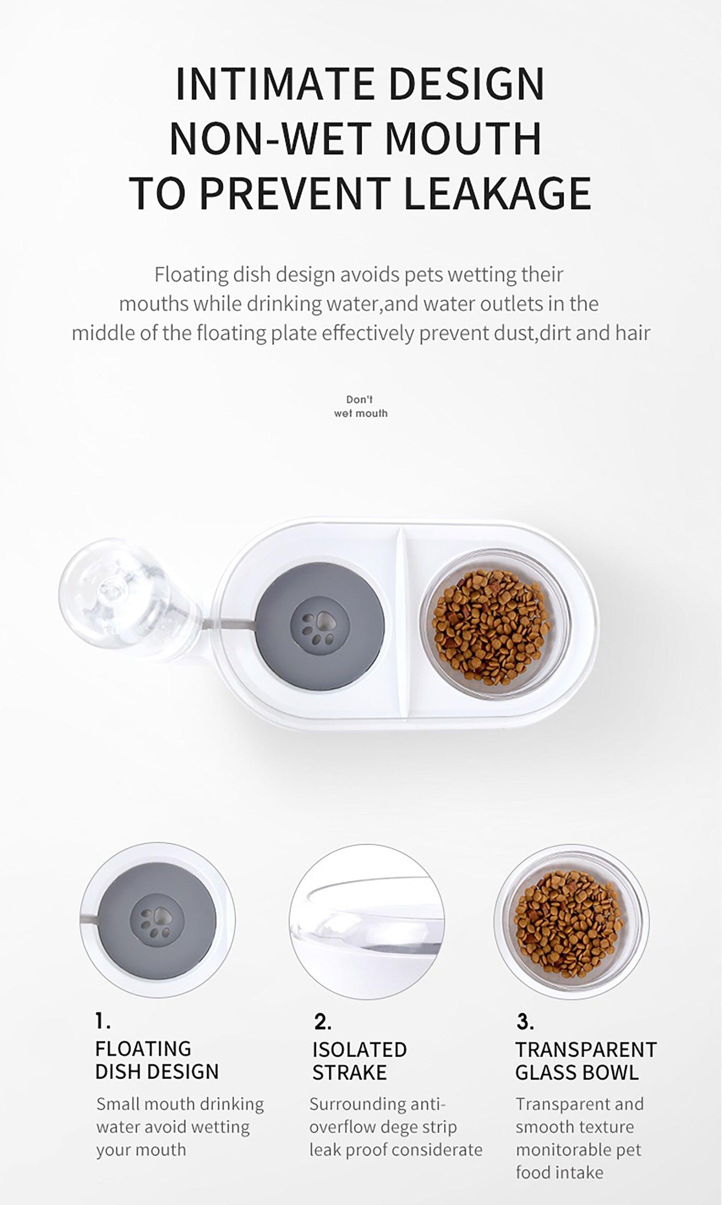 Pet Feeder 2-in-1 drinking and food bowl with splash - starcopia design store