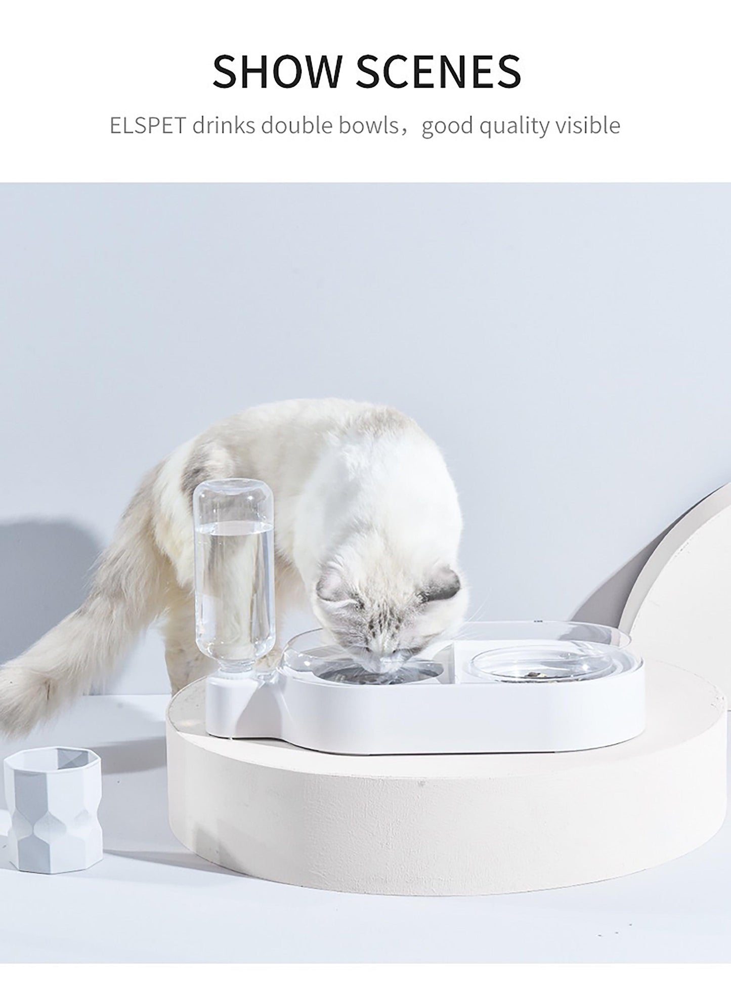 Pet Feeder 2-in-1 drinking and food bowl with splash - starcopia design store