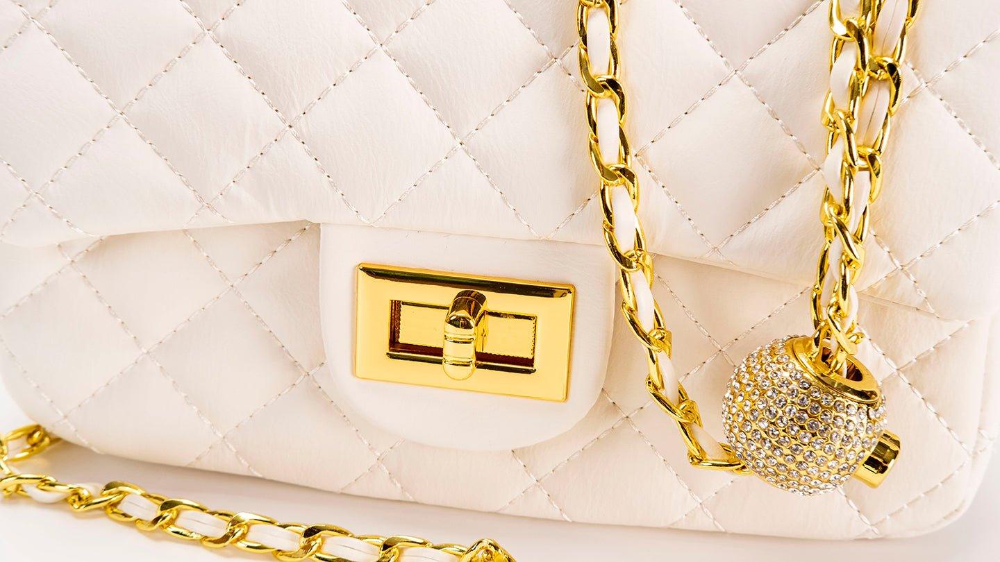starcopia x FU Cowhide leather gold ball and gold chain handbag - starcopia design store
