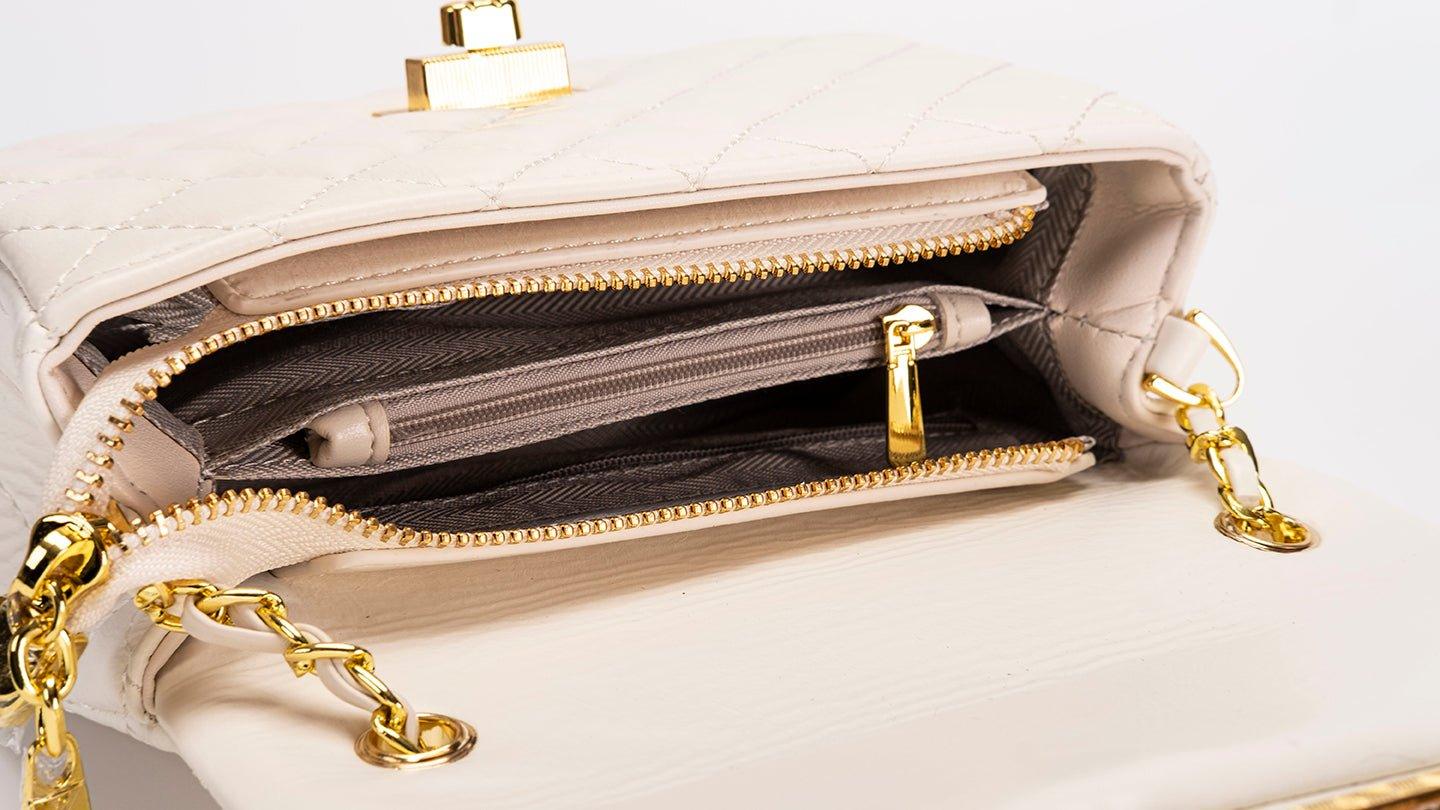 starcopia x FU Cowhide leather gold ball and gold chain handbag - starcopia design store