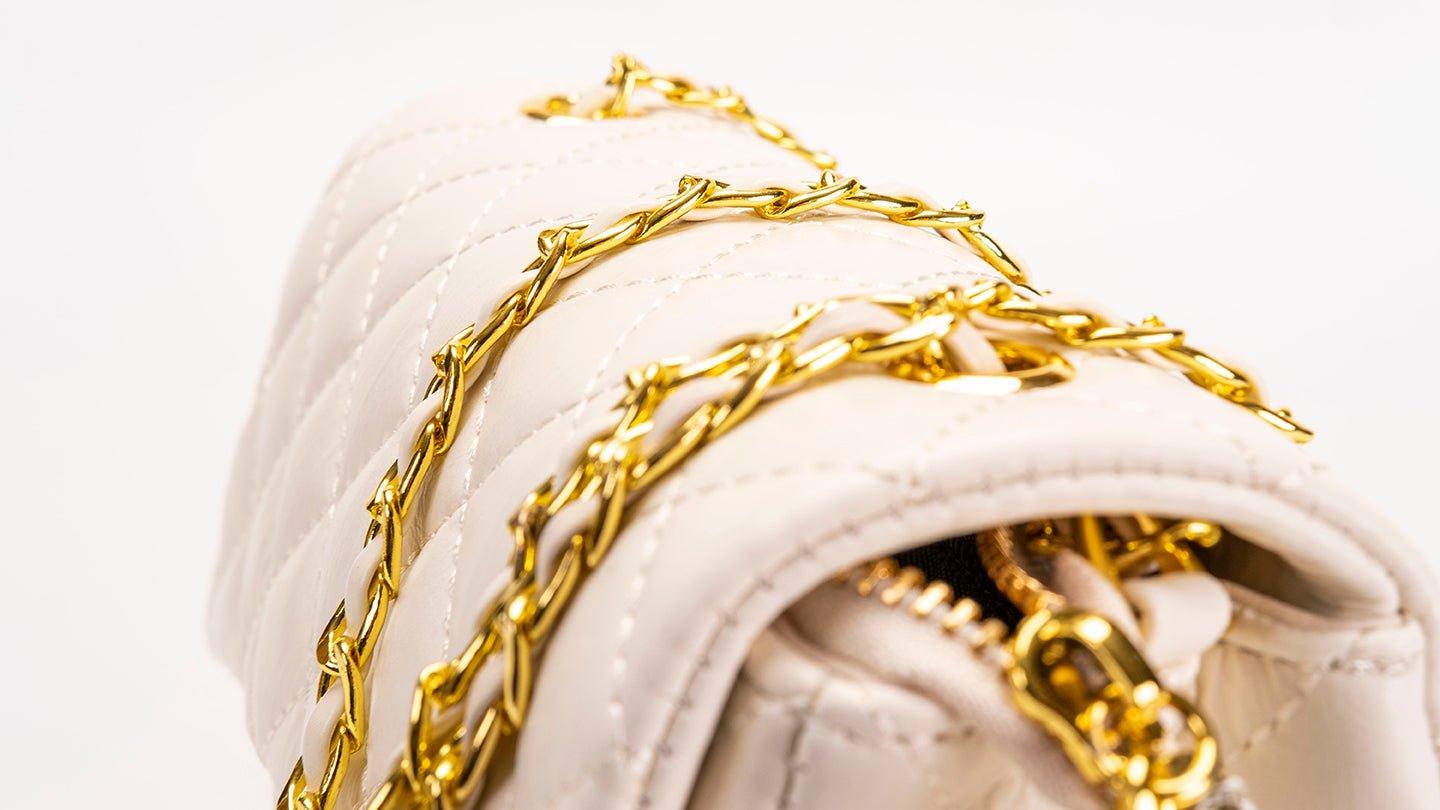 starcopia x FU Cowhide leather gold ball and gold chain handbag - starcopia design store
