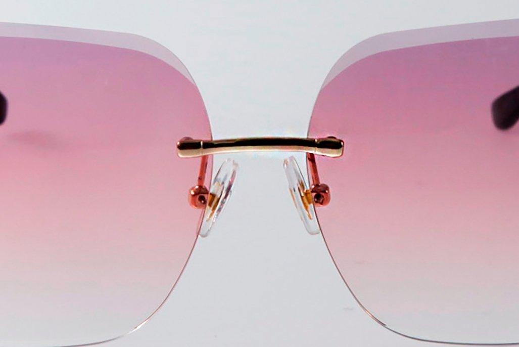 Trendy two tone rimless sunglasses - starcopia design store