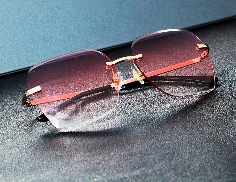 Trendy two tone rimless sunglasses - starcopia design store