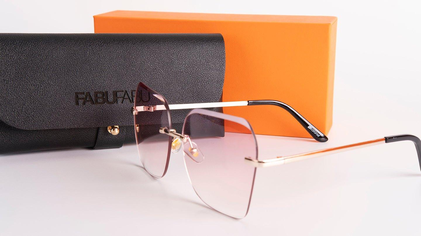 Trendy two tone rimless sunglasses - starcopia design store