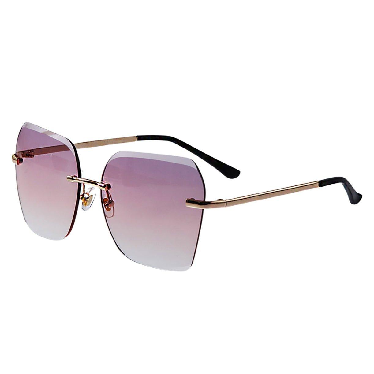 Trendy two tone rimless sunglasses - starcopia design store