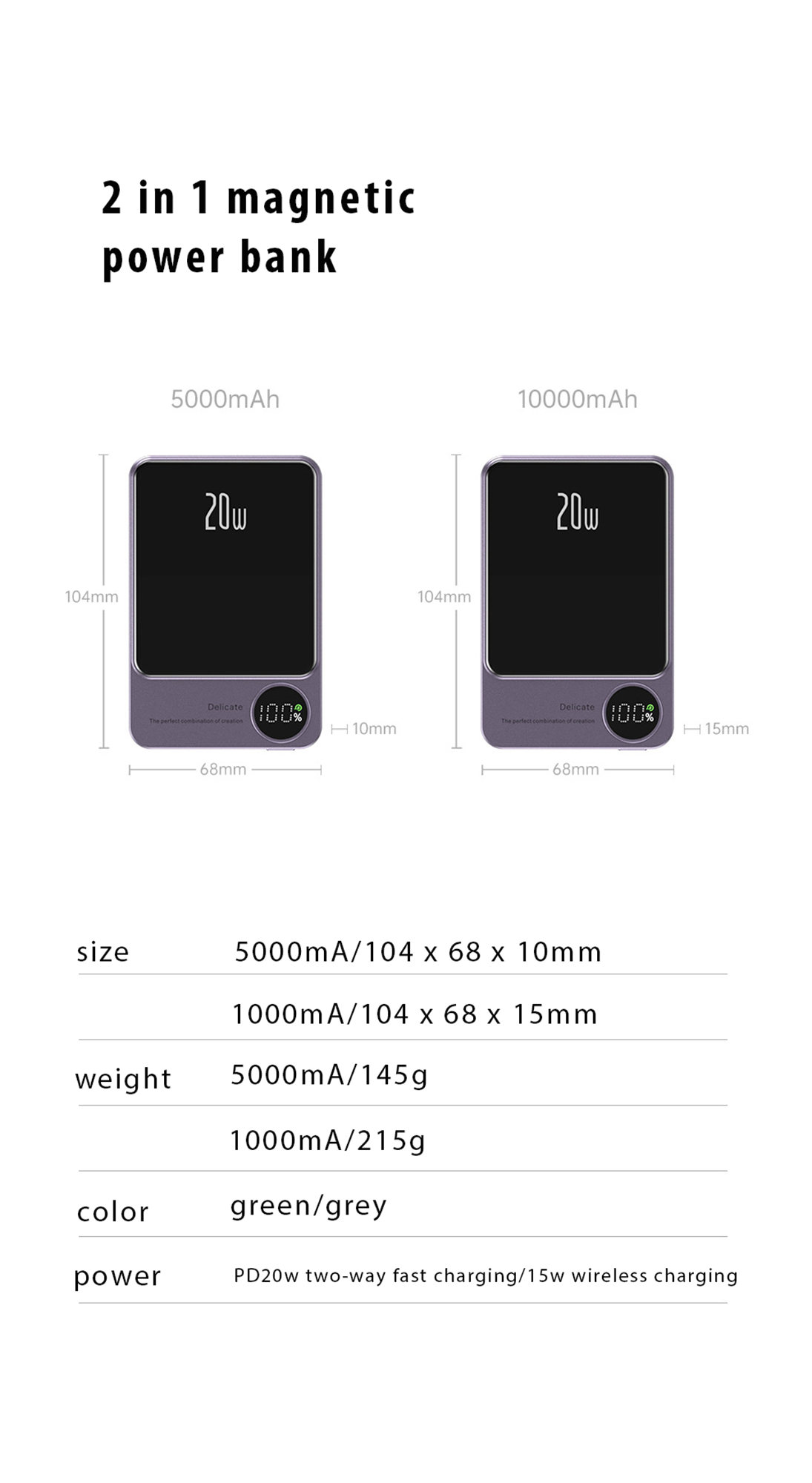 便攜式 20W PD 磁吸式無線充電寶，帶 MagSafe 充電器