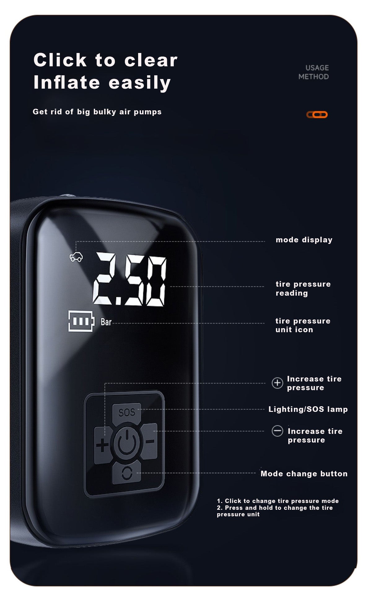 汽車車輪輪胎手提式充氣泵