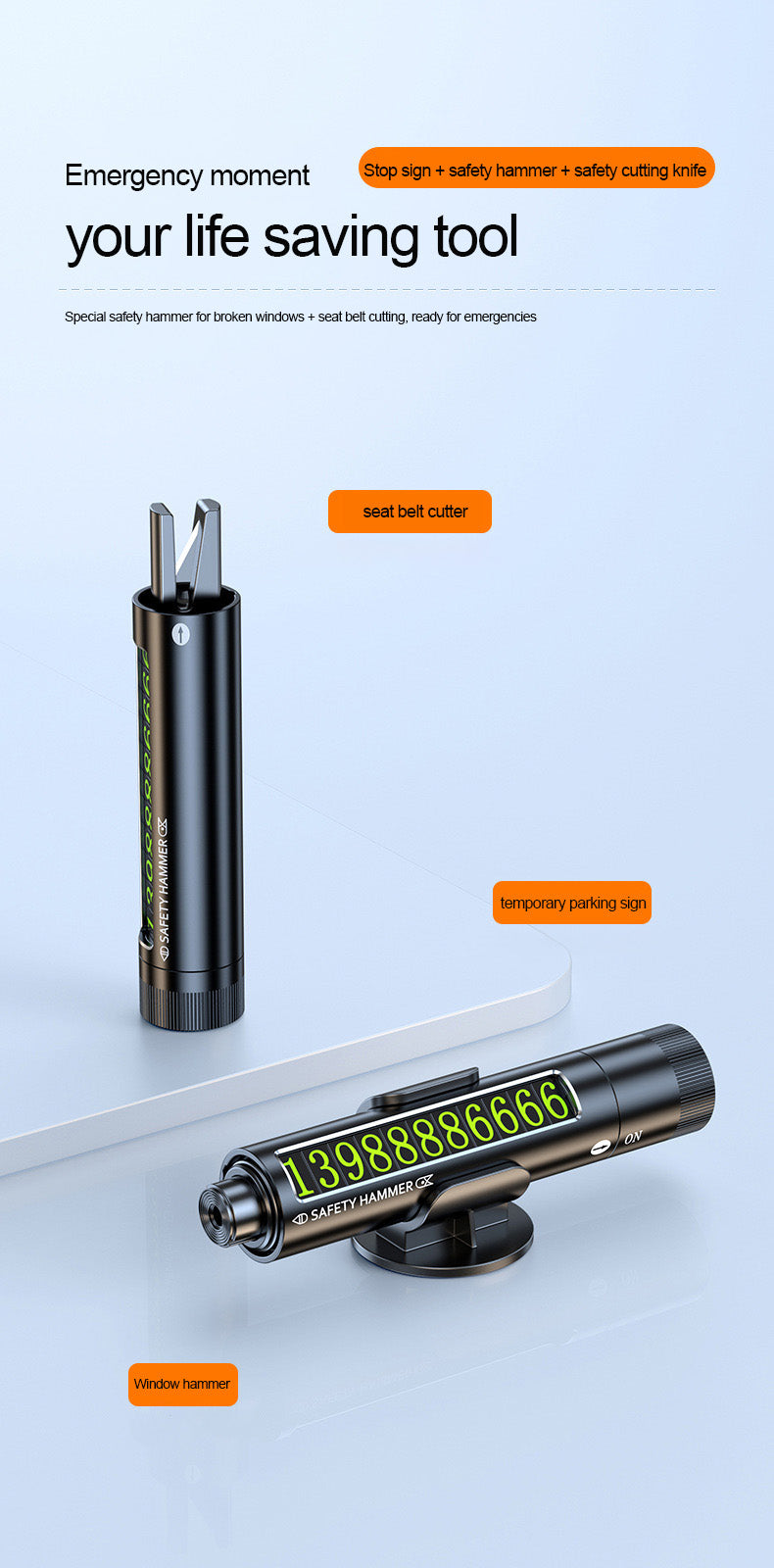 Car Safety Hammer Seat Belt Cutter