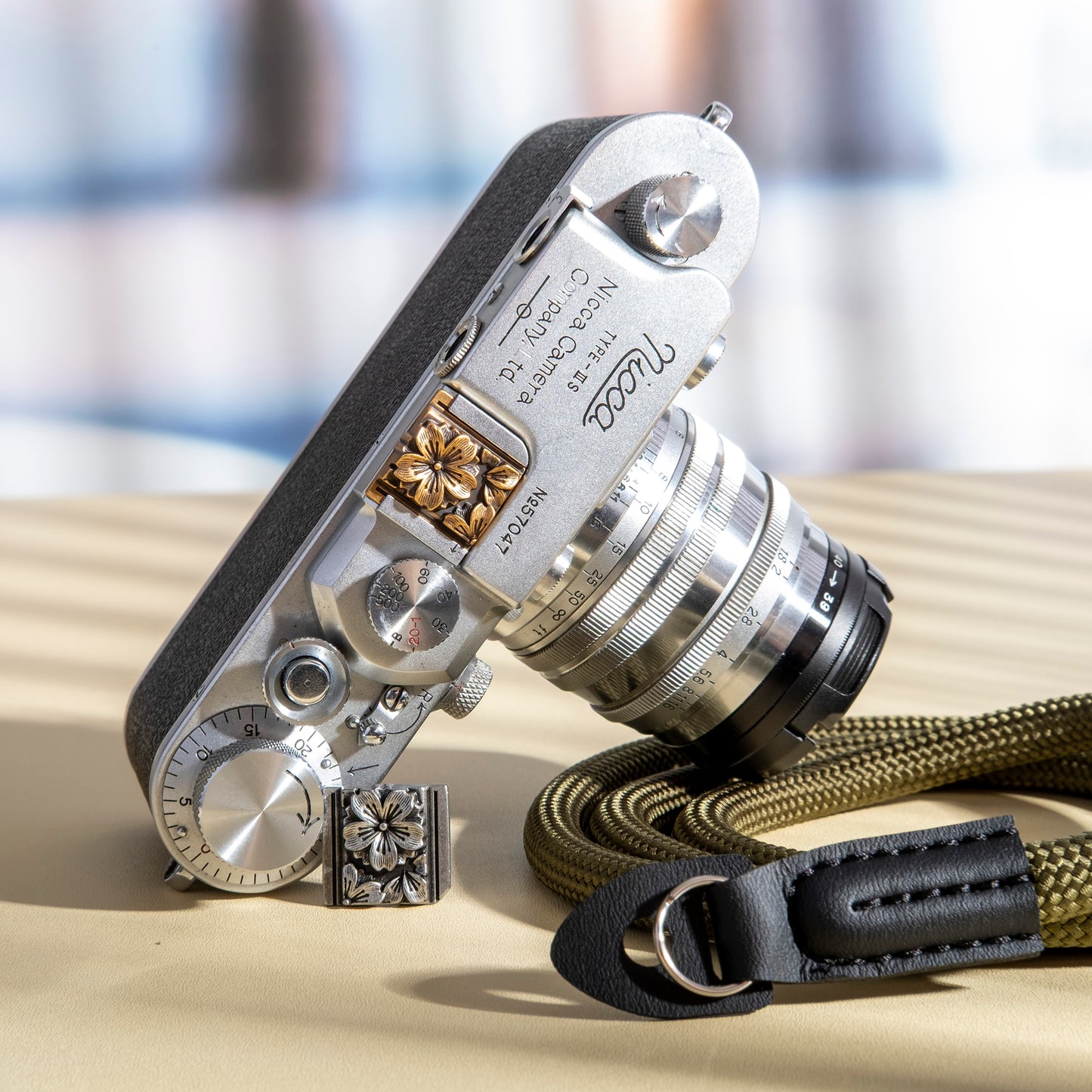 Cherry Blossom Embossed Camera Hot Shoe Cover Gold