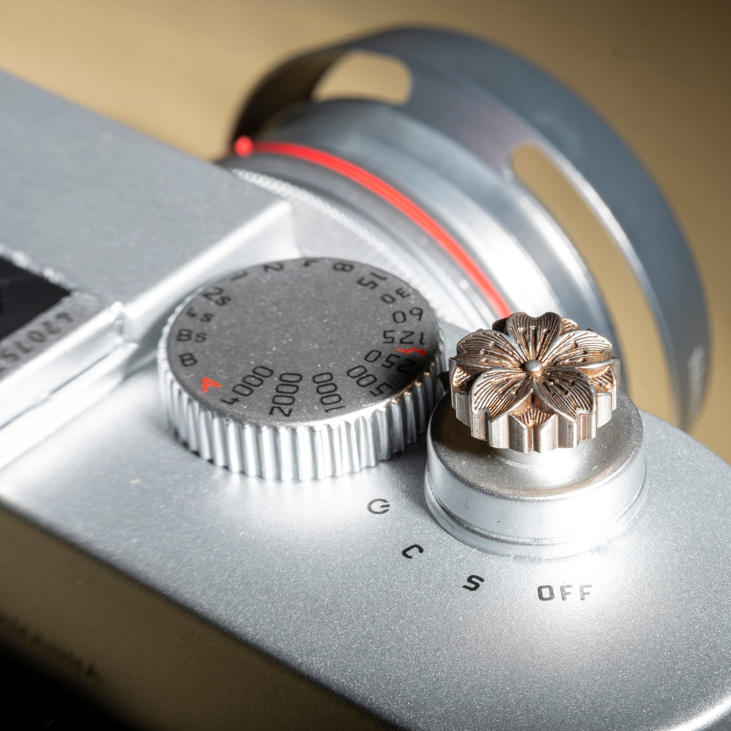 Cherry blossom embossed Camera Copper Shutter button - starcopia design store