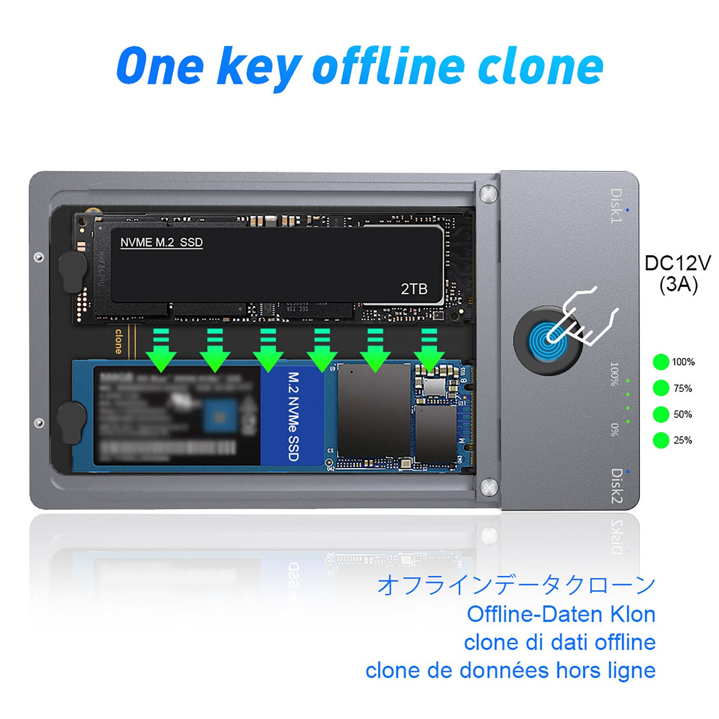 NVMe M.2 Dual-Bay Offline Clone Hard Drive Enclosure