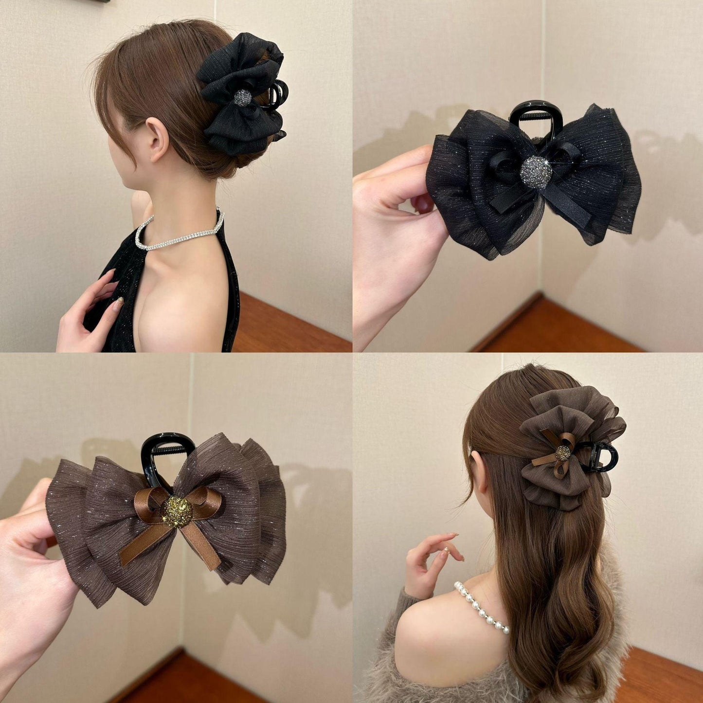 Fabufabu Chiffon Bowknot Hair Claw Clips - starcopia design store