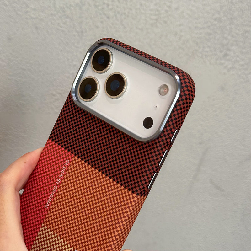 Compatible with iPhone 17 Pro Case Cut Geometric Plaids Relief Pattern Design
