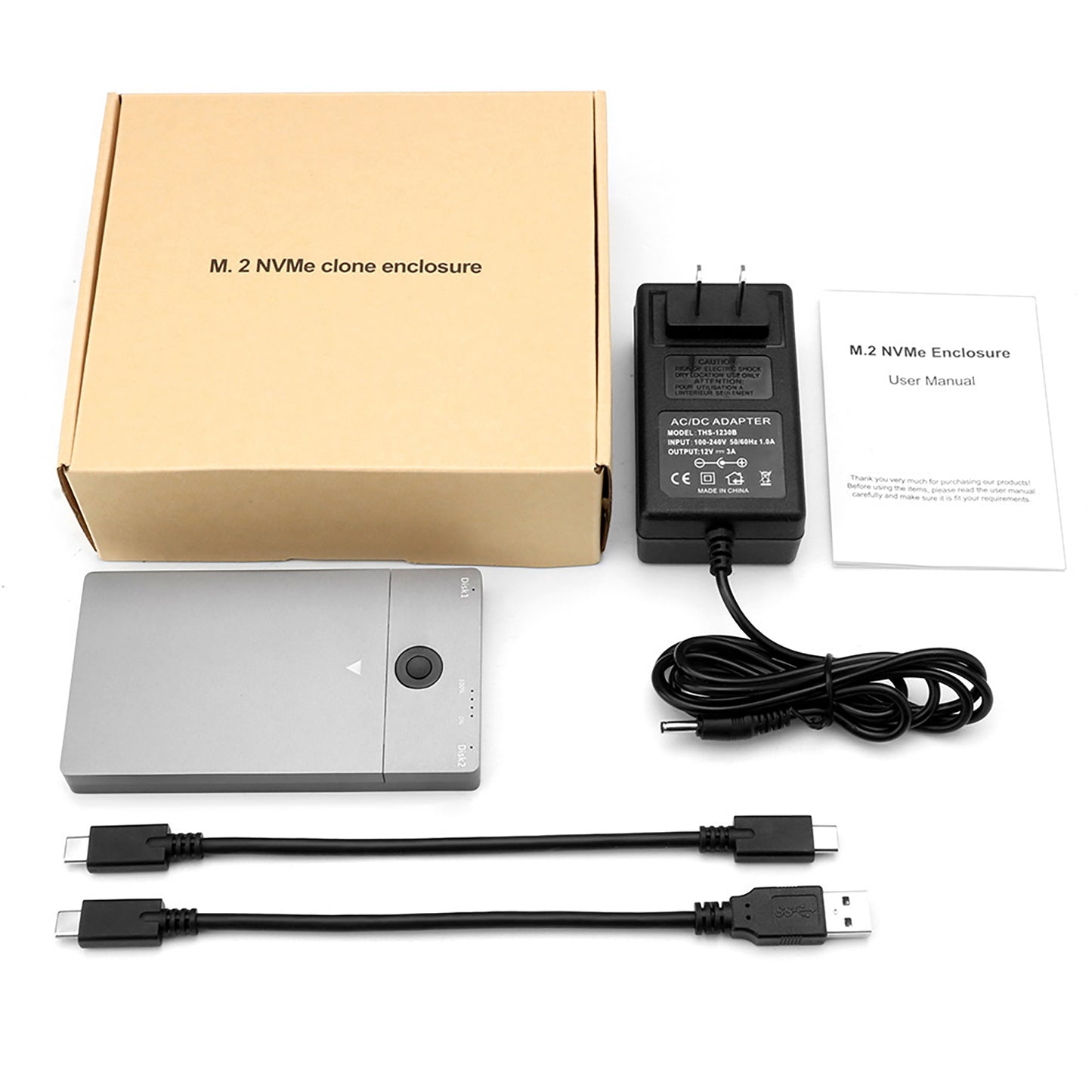 NVMe M.2 Dual-Bay Offline Clone Hard Drive Enclosure