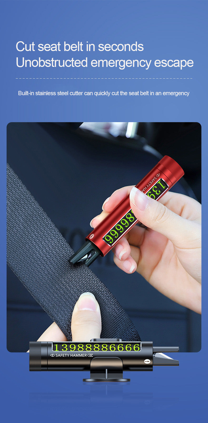 Car Safety Hammer Seat Belt Cutter