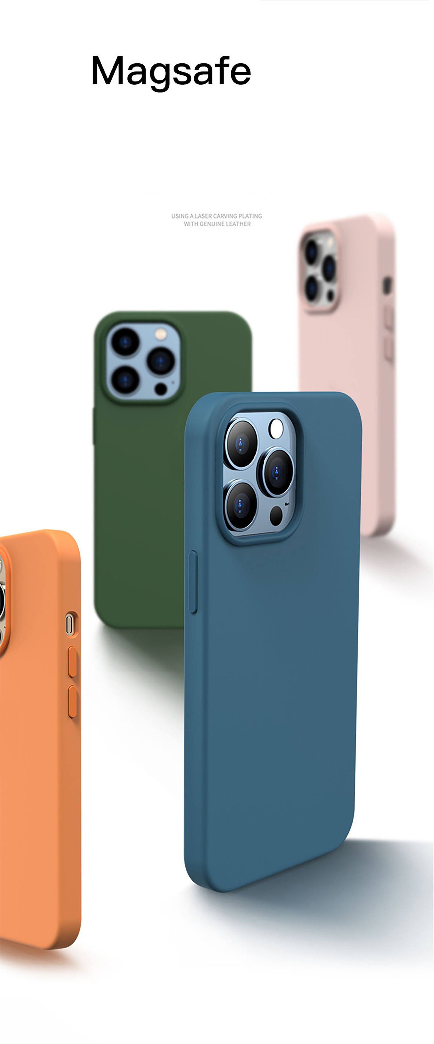 2pcs bundle blue & orange iPhone case for IPHONE 13PROMAX compatible MagSafe