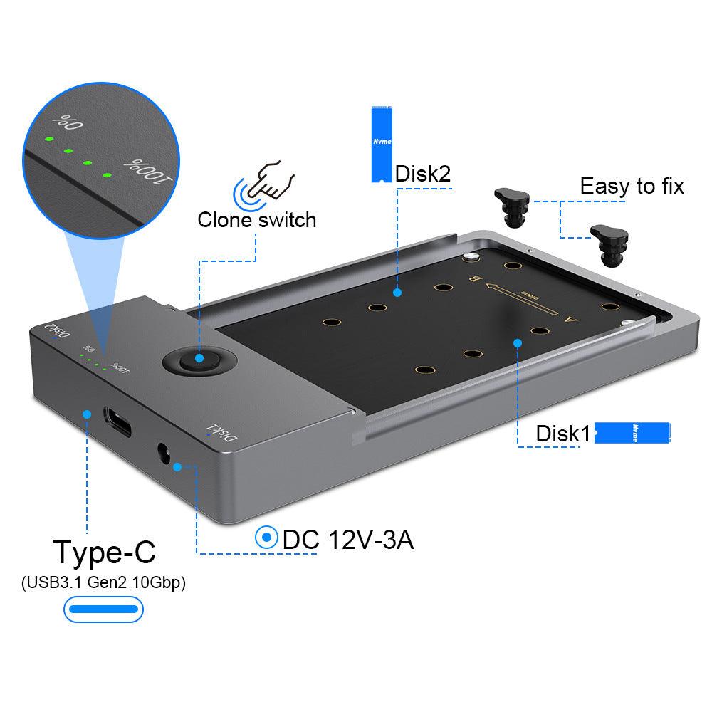 NVMe M.2 Dual-Bay Offline Clone Hard Drive Enclosure - starcopia design store