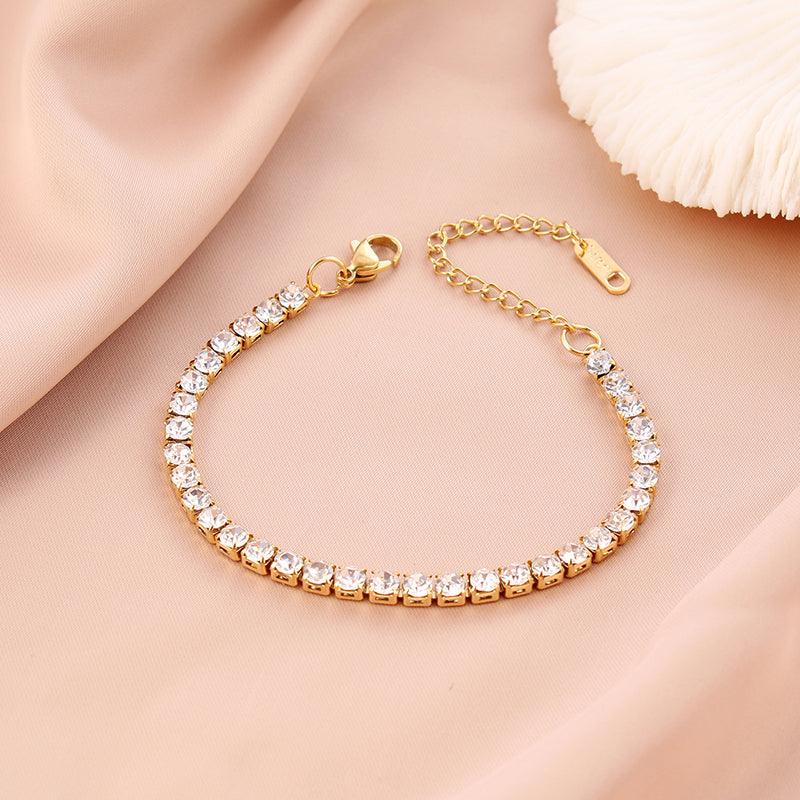 Gold Plated Zircon Bracelet | Bracelet Gold Bracelet | Zircon Bracelet | Diamond Like Bracelet | Stainless Bracelet - starcopia design store