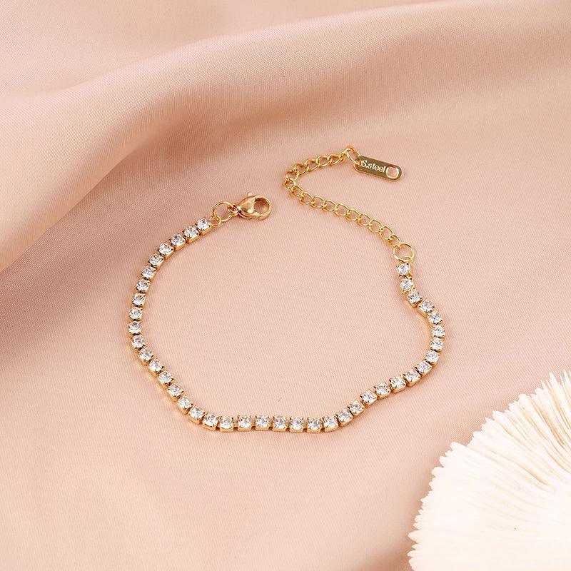 Gold Plated Zircon Bracelet | Bracelet Gold Bracelet | Zircon Bracelet | Diamond Like Bracelet | Stainless Bracelet - starcopia design store