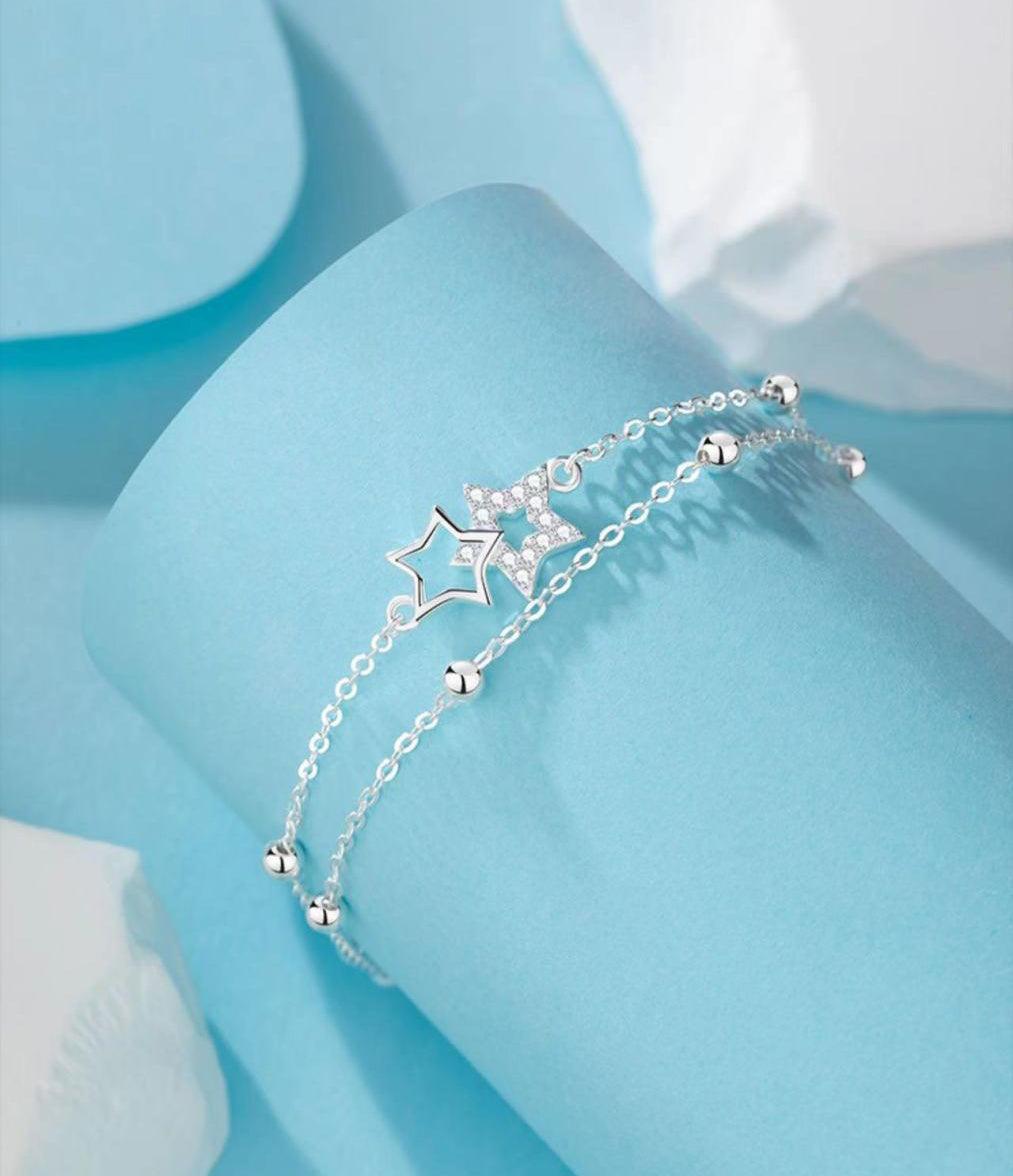 S925 Sterling Silver Zircon Star Bracelet - starcopia design store