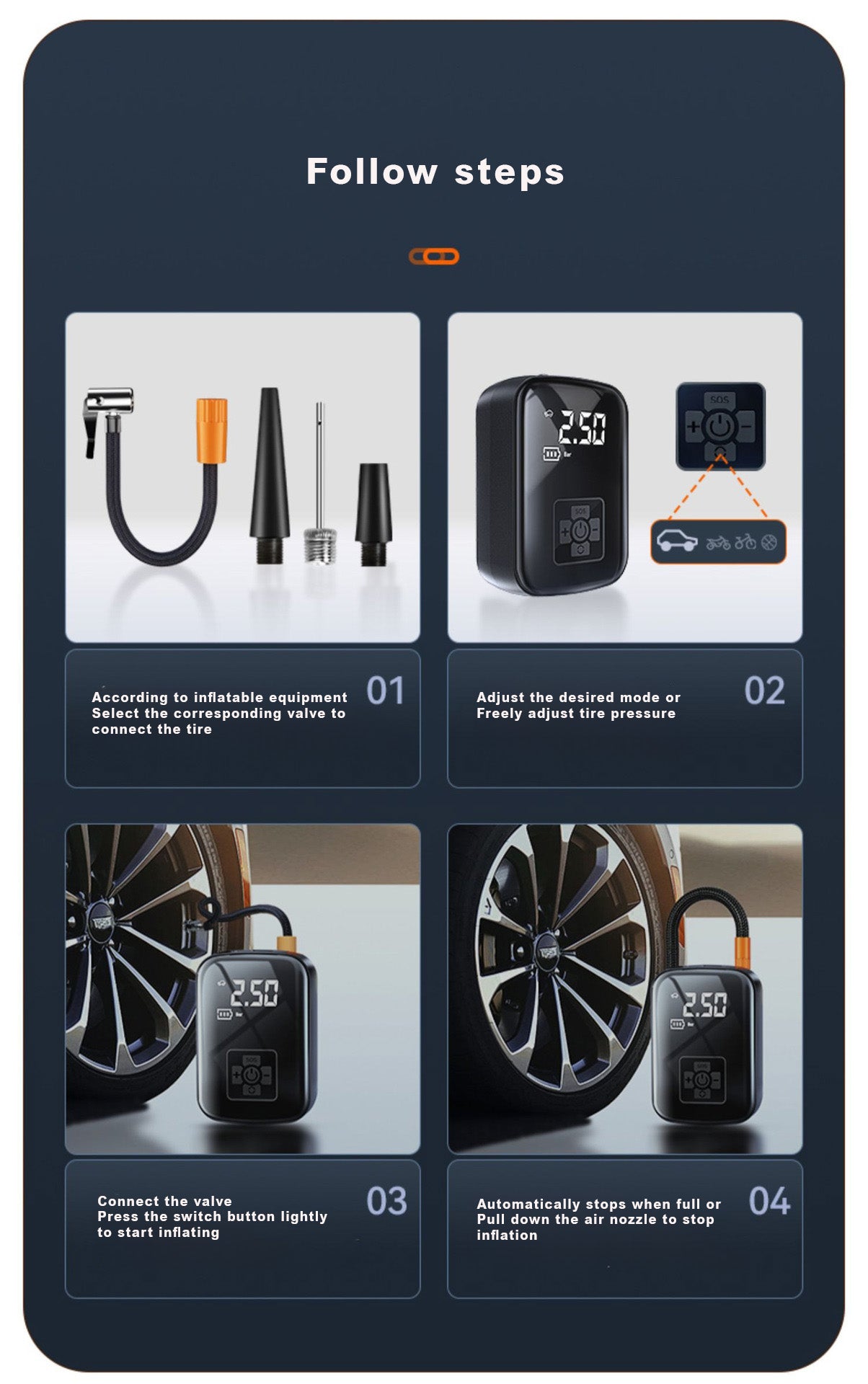 Portable Air Pump for Car Wheel & Tire - starcopia design store