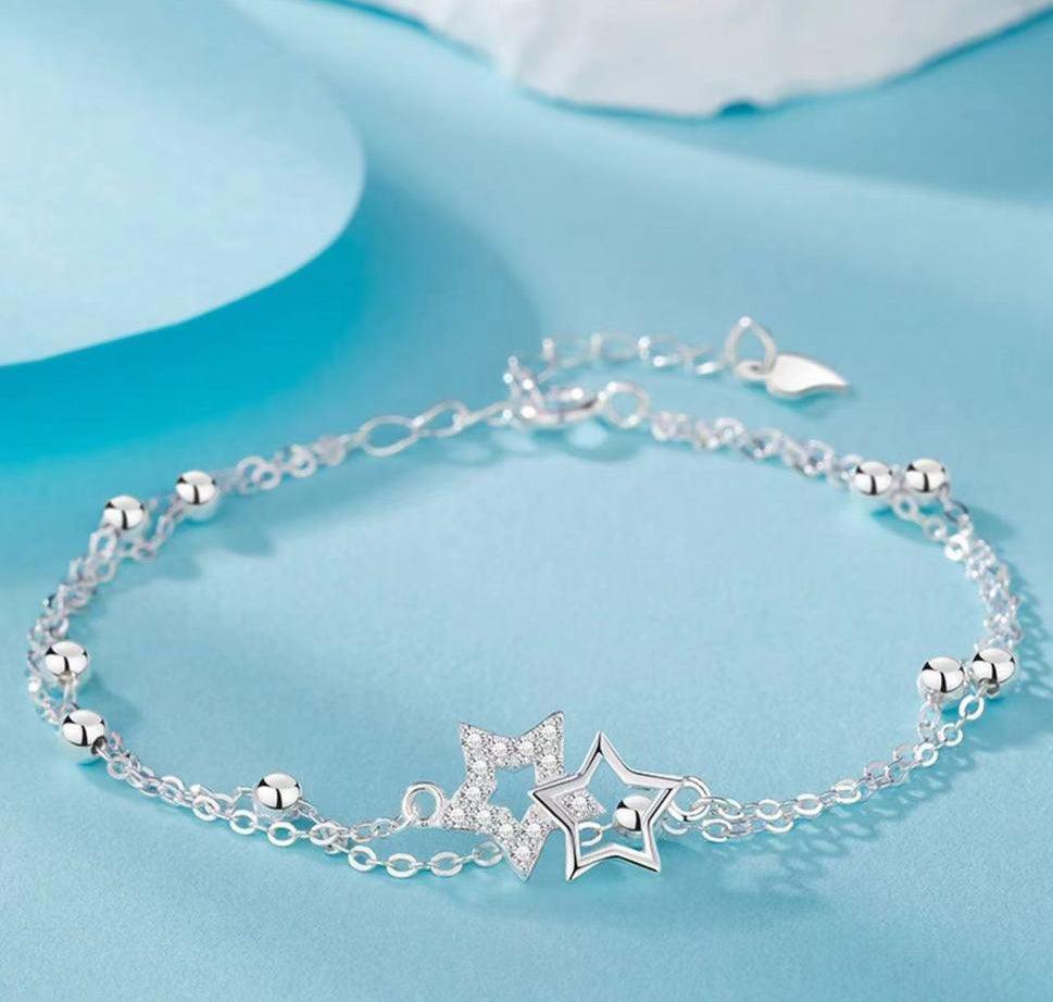 S925 Sterling Silver Zircon Star Bracelet - starcopia design store