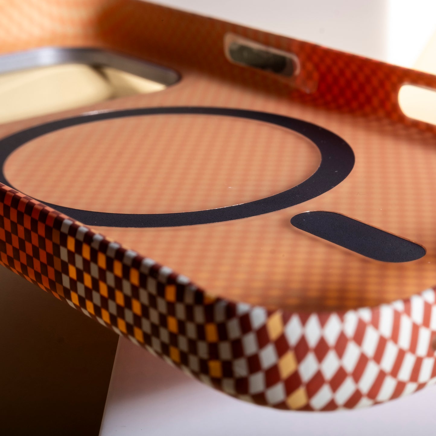 Compatible with iPhone 17 Pro Case Cut Geometric Plaids Relief Pattern Design