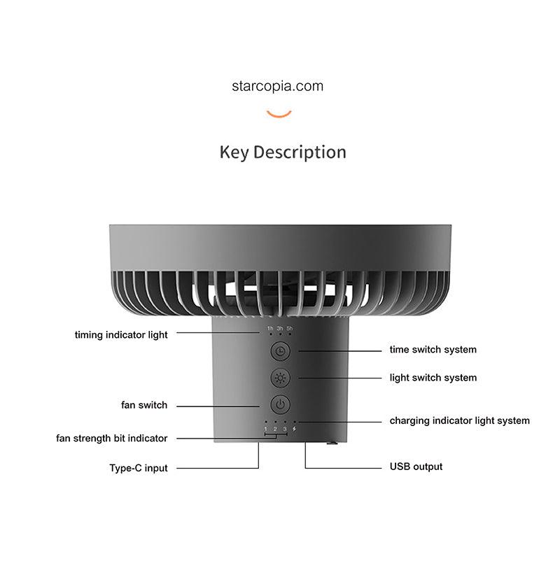 Fabufabu Camping Tripod Fan with light - starcopia design store