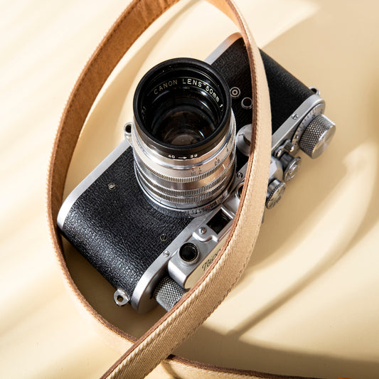 Cotton Denim Narrow Camera Shoulder Strap Beige