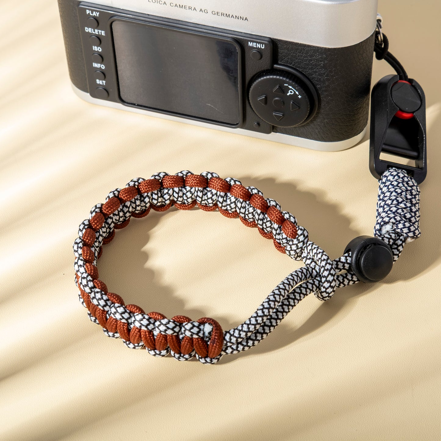 Hand-woven nylon camera Wrist Strap Coffee