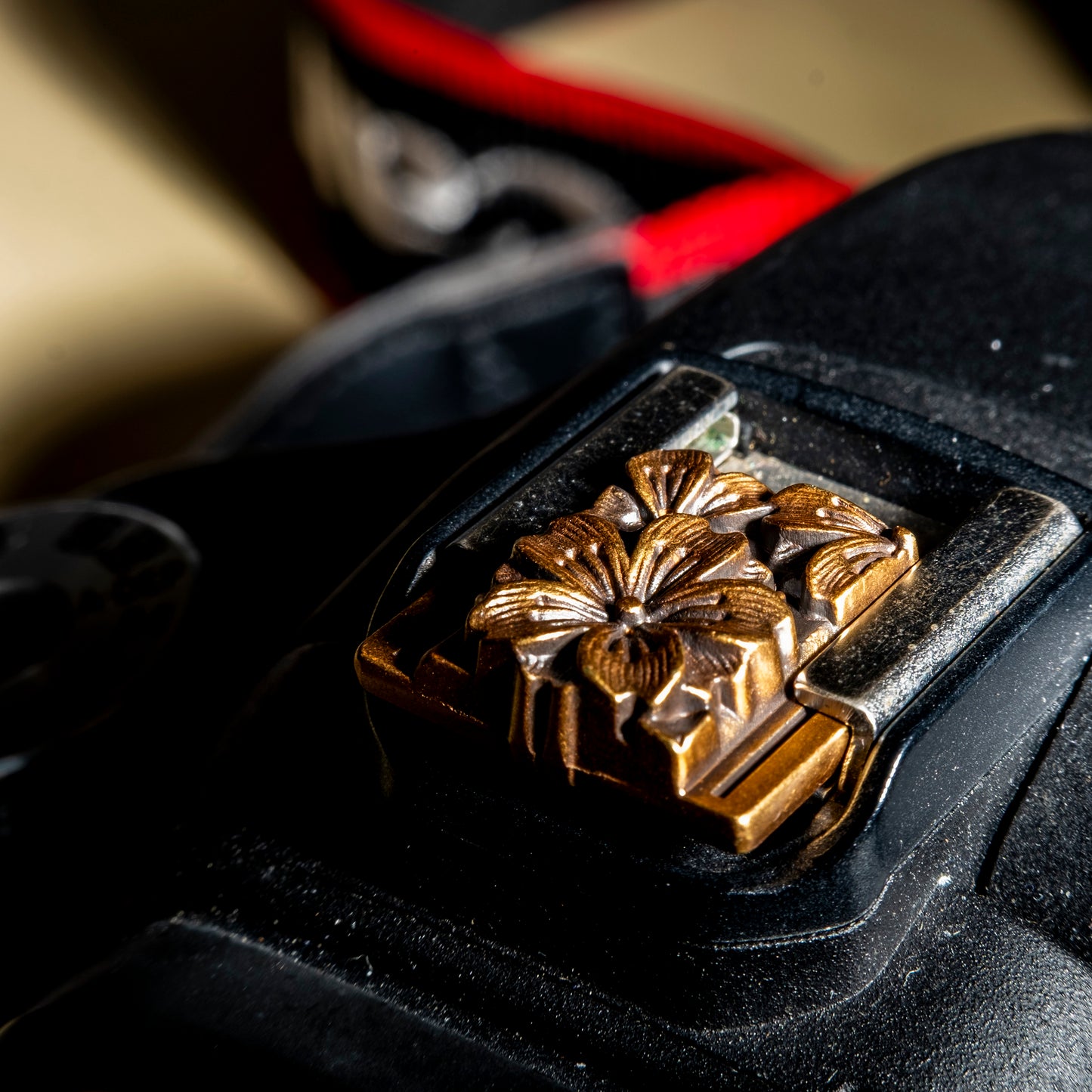 Cherry Blossom Embossed Camera Hot Shoe Cover Gold